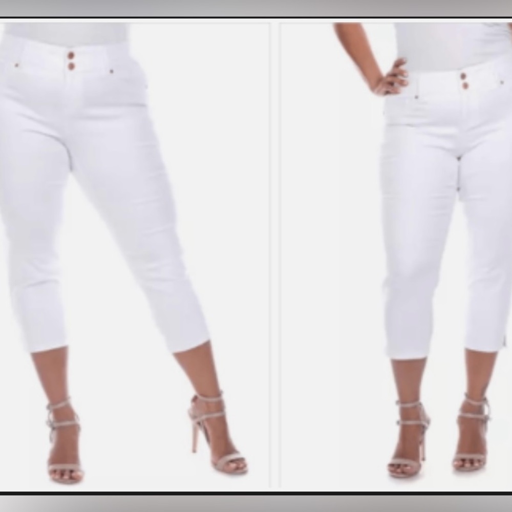 White Mark Plus Size Capri Jeans White Size 16.‎ NWT cotton/lycra